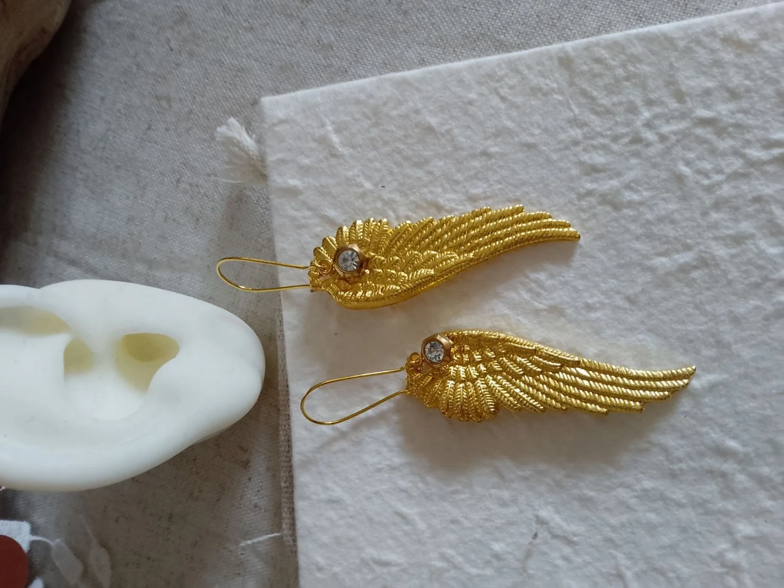 Bohemien oorringen gouden engelenvleugels – photo 2